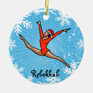 Ornement En Céramique Le saut Père Noël de GymnastChick personnalisent