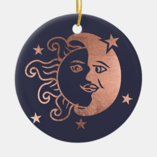 Ornement En Céramique Le soleil de Noël aime l'ornement de lune