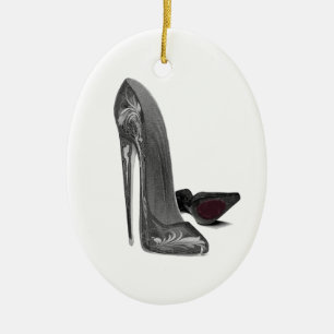 Ornement En Céramique Le stylet élégant noir chausse l'art de talon ha