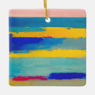 Ornement En Céramique "Lemonade Lullaby" Art Abstrait