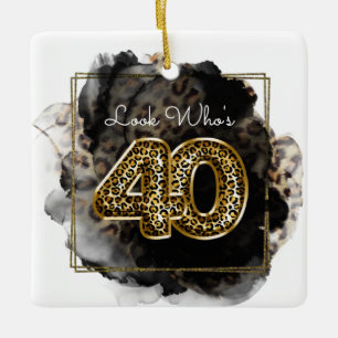 Ornement En Céramique Leopard Look qui a 40 Anniversaire Photo personnal