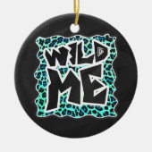 Ornement En Céramique Léopard noir et Turquoise (Devant)