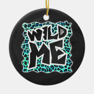 Ornement En Céramique Léopard noir et Turquoise