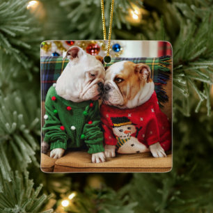 Ornement En Céramique Les chiens errants de Noël