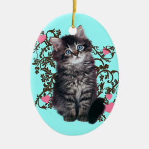 Ornement En Céramique Les dames de chat se réjouissent le chaton mignon