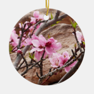 Ornement En Céramique Les fleurs du printemps sur les rochers de Sion