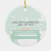 Ornement En Céramique Les oiseaux à l'occasion d'un Mariage-banc de parc (Dos)