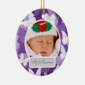 Ornement En Céramique Les papillons de Noël du bébé pourpre (Droite)
