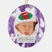 Ornement En Céramique Les papillons de Noël du bébé pourpre (Gauche)
