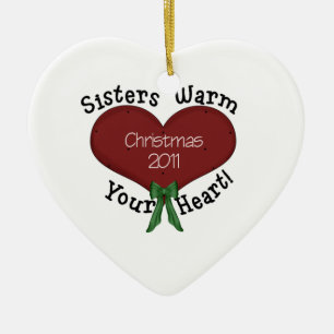 Ornement En Céramique Les soeurs chauffent votre Noël 2011 de coeur