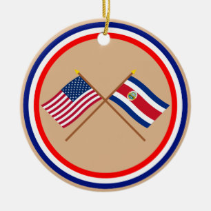 Ornement En Céramique Les USA et drapeaux croisés par Costa Rica