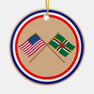Ornement En Céramique Les USA et drapeaux croisés par Dominique