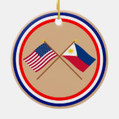 Ornement En Céramique Les USA et drapeaux croisés par Philippines (Dos)
