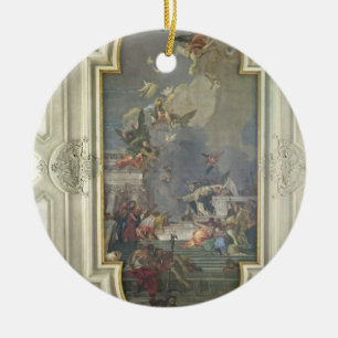 Ornement En Céramique L'établissement du chapelet par St Dominic (fres