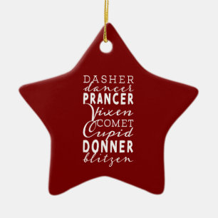 Ornement En Céramique L'étoile festive de Noël du Père Noël rouge et bla