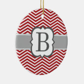 Ornement En Céramique Lettre blanche rouge B Chevron de monogramme (Droite)