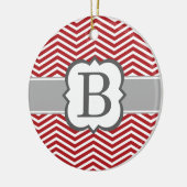 Ornement En Céramique Lettre blanche rouge B Chevron de monogramme (Gauche)