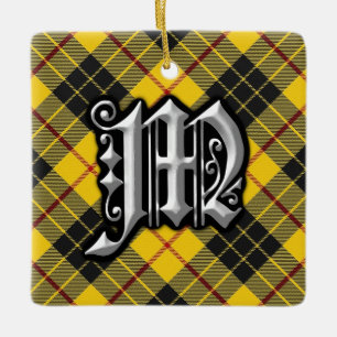 Ornement En Céramique Lettre Clan MacLeod M Monogram Tartan Ornament