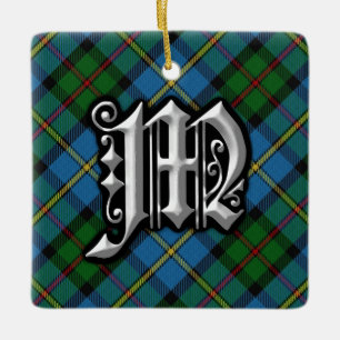 Ornement En Céramique Lettre Clan MacLeod M Monogram Tartan Ornament