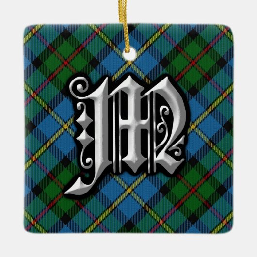 Ornement En Céramique Lettre Clan MacLeod M Monogram Tartan Ornament (Devant)