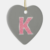 Ornement En Céramique Lettre rose K de parties scintillantes (Droite)