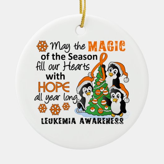 Ornement En Céramique Leucémie de pingouins de Noël (Devant)