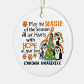 Ornement En Céramique Leucémie de pingouins de Noël (Gauche)