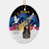 Ornement En Céramique Lever de Noël - Tabby Tiger chat Brown (Droite)