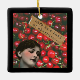 Ornement En Céramique L'Existence Est Un Bol de Cerises Art Altéré