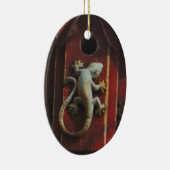 Ornement En Céramique lézard gris sur bois usé (Droite)