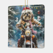 Ornement En Céramique Lhasa Apso Chien à cheval Moto Noël (Gauche)