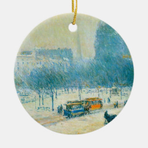 Ornement En Céramique L'hiver à Union Square par Frederick Childe Hassam