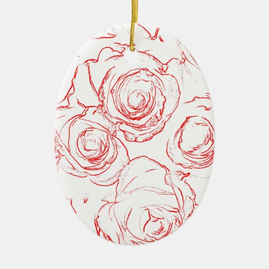 Ornement En Céramique Lignes directrices de Red Roses (Devant)