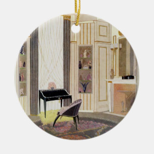 Ornement En Céramique L'intérieur avec des meubles a conçu par Ruhlmann,