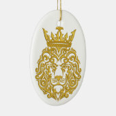Ornement En Céramique lion doré dans la couronne (Droite)