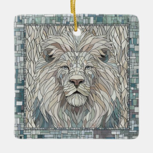 Ornement En Céramique Lion Portrait Mosaic Art (Devant)