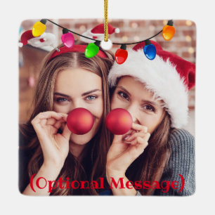 Ornement En Céramique Lit (ajouter votre photo) Feux de Noël Ce