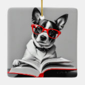 Ornement En Céramique Livre de lecture de chien (Dos)