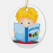 Ornement En Céramique livre de lecture de garçon (Gauche)