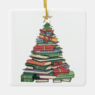Ornement En Céramique Livre de Noël personnalisé Arbre-enseignant/biblio