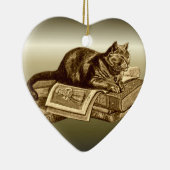 Ornement En Céramique Livres de lecture de chat de Kitty de rat de (Droite)