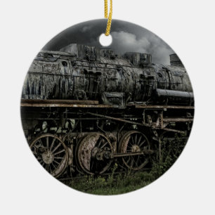Ornement En Céramique locomotive à vapeur train rail voie ferrée