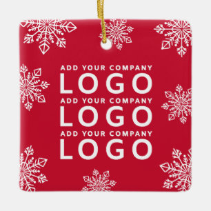 Ornement En Céramique Logo d'entreprise moderne flocons de neige rouge e
