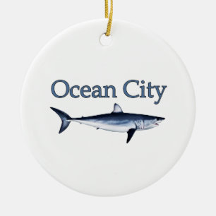 Ornement En Céramique Logo du Maryland de ville d'océan (requin de mako