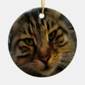 Ornement En Céramique Long Haired Tabby Chat Artistique Portrait d'anima (Devant)