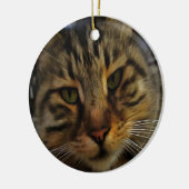 Ornement En Céramique Long Haired Tabby Chat Artistique Portrait d'anima (Gauche)