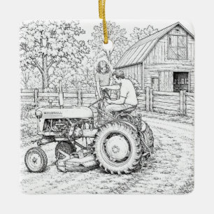 Ornement En Céramique L'ornement de tracteur ancien