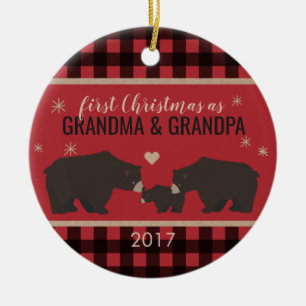Ornement En Céramique L'ornement du grand-parent en plaid personnalisé