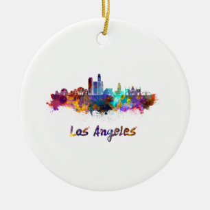 Ornement En Céramique Los Angeles skyline in watercolor
