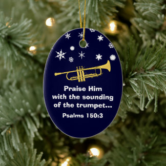 Ornement En Céramique Louez-Le Avec La Trompette Biblique À Noël